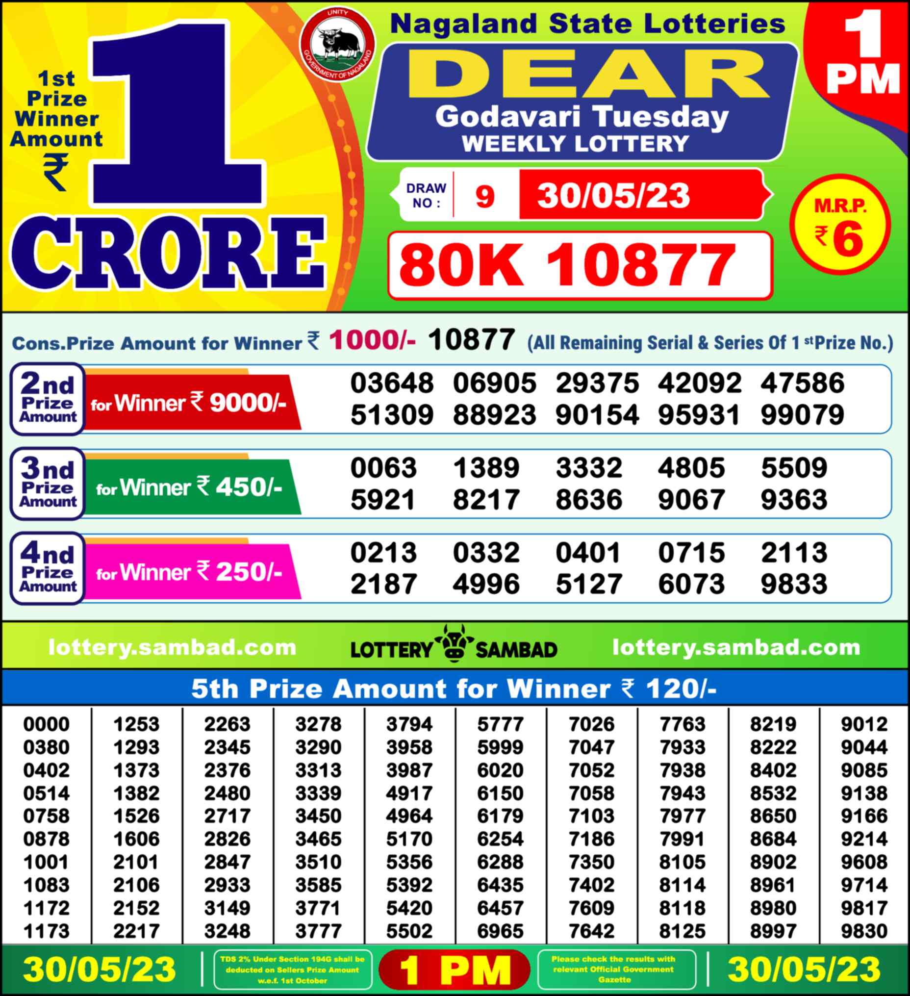 Lottery Sambad 30.05.23 Dear Lottery Result 1pm